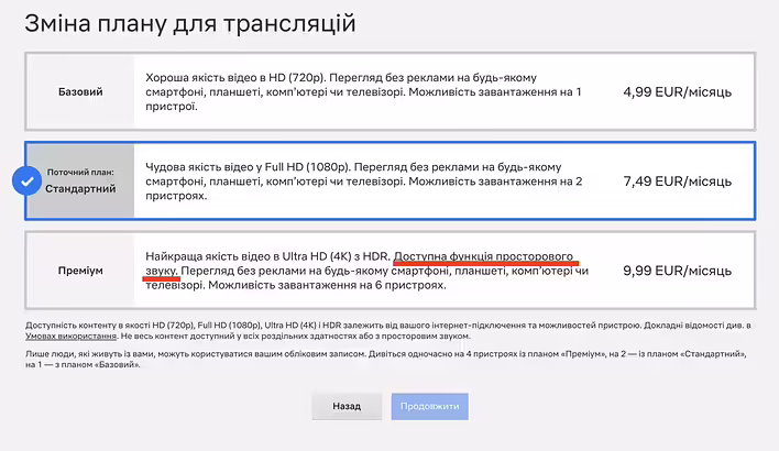 Преміум план на Netflix містить функцію просторового звуку