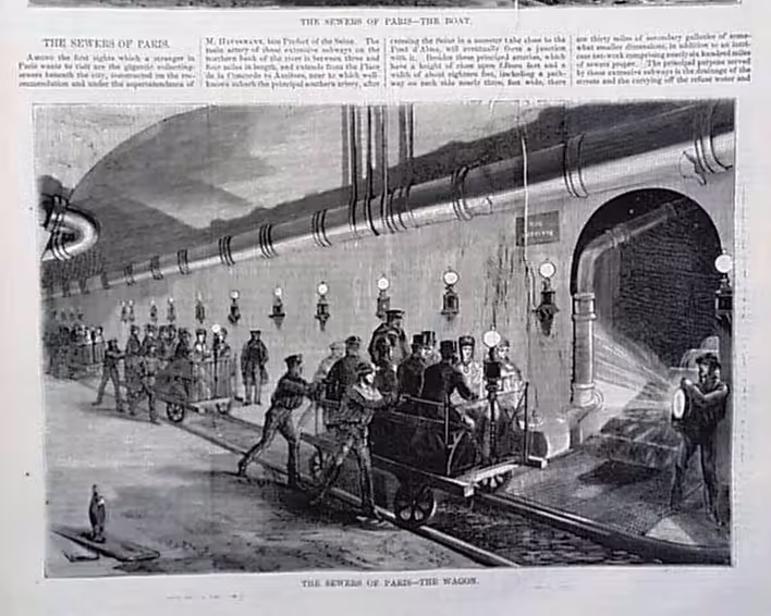 Каналізаційні колектори. Тогочасний новий транспорт Парижа "Джерело - rarenewspapers"