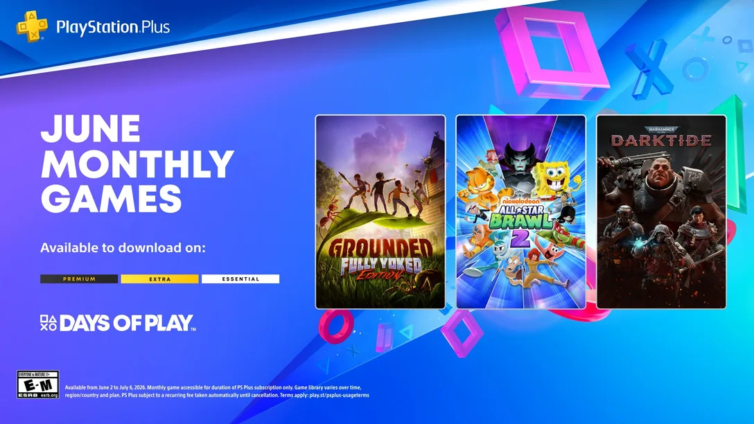 PlayStation Plus in June: Grounded Fully Yoked Edition, Nickelodeon All-Star Brawl 2, and Warhammer 40,000: Darktide